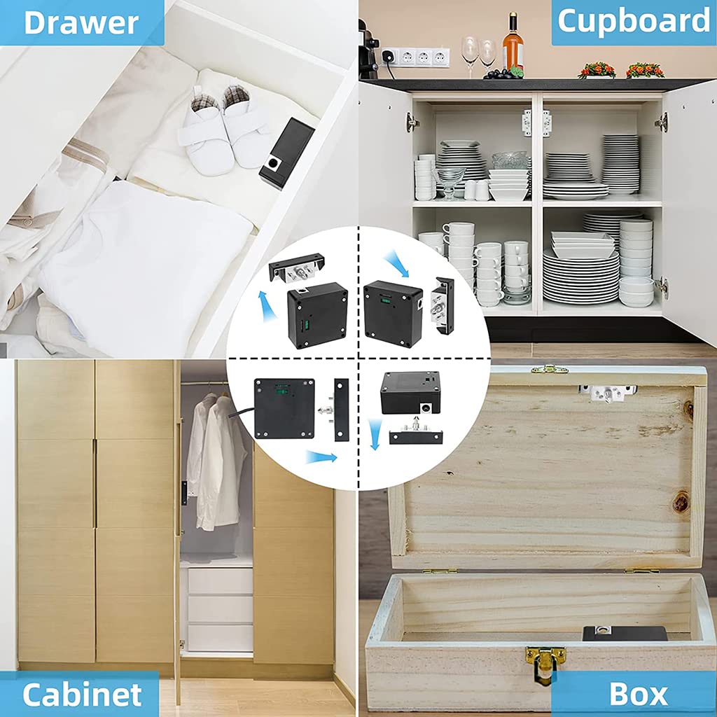 ZORBES® Anti-Theft Cupboard Lock Smart APP & NFC RFID Lock for Cabinet Lock for Drawer Steel Solid Lock Core Invisible Lock Cabinet Card Sensor with 5CM Sensing Distance Lock Smart Lock for Drawer