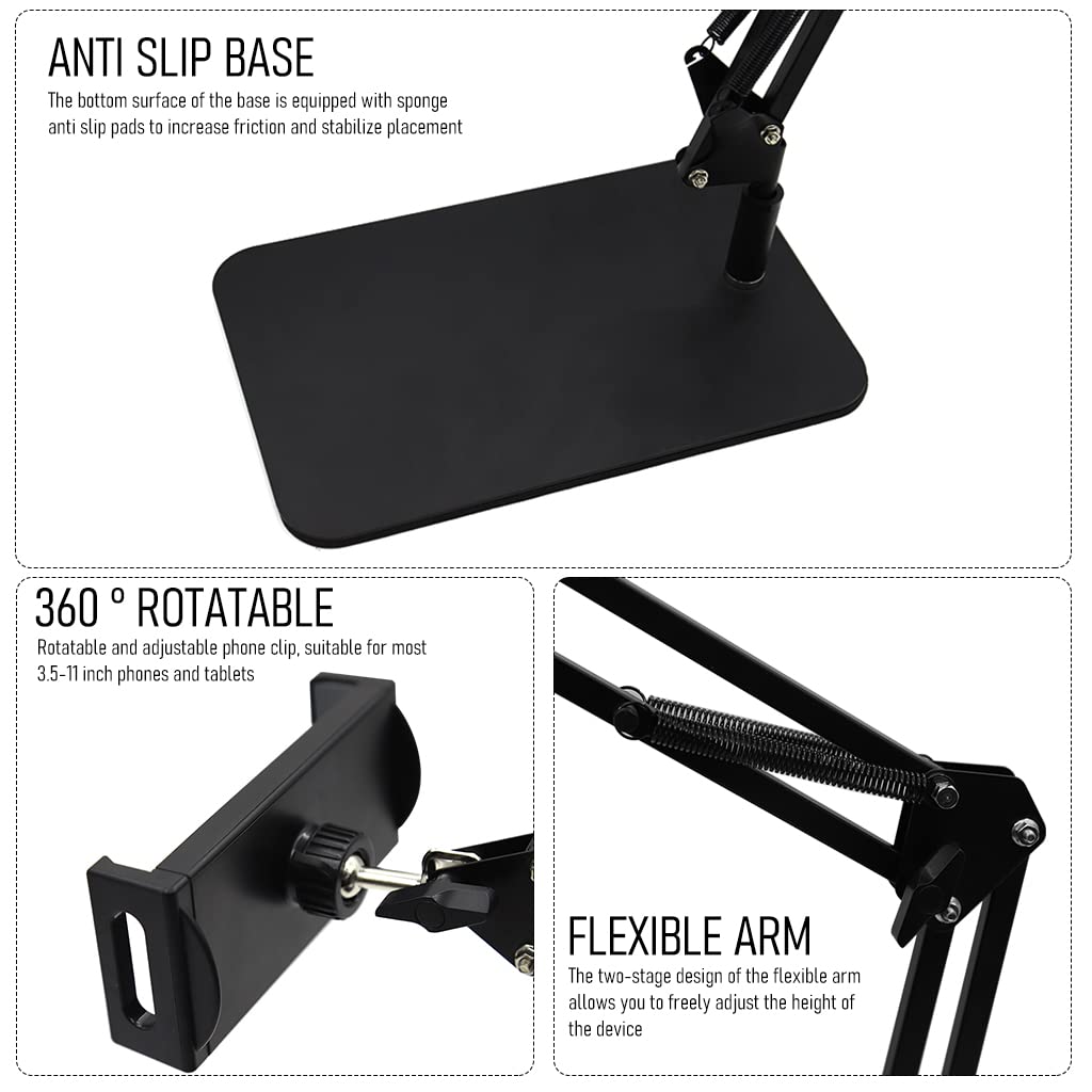 ZORBES® Mobile Stand Phone Stand Mobile Stand for Table, Tablet Stand with Flexible Arm, Tablet Holder 360 ° Rotatable Mobile Holder for Bed, Adjustable Phone Holder for 3.5-11 Inches Phone, Tablet