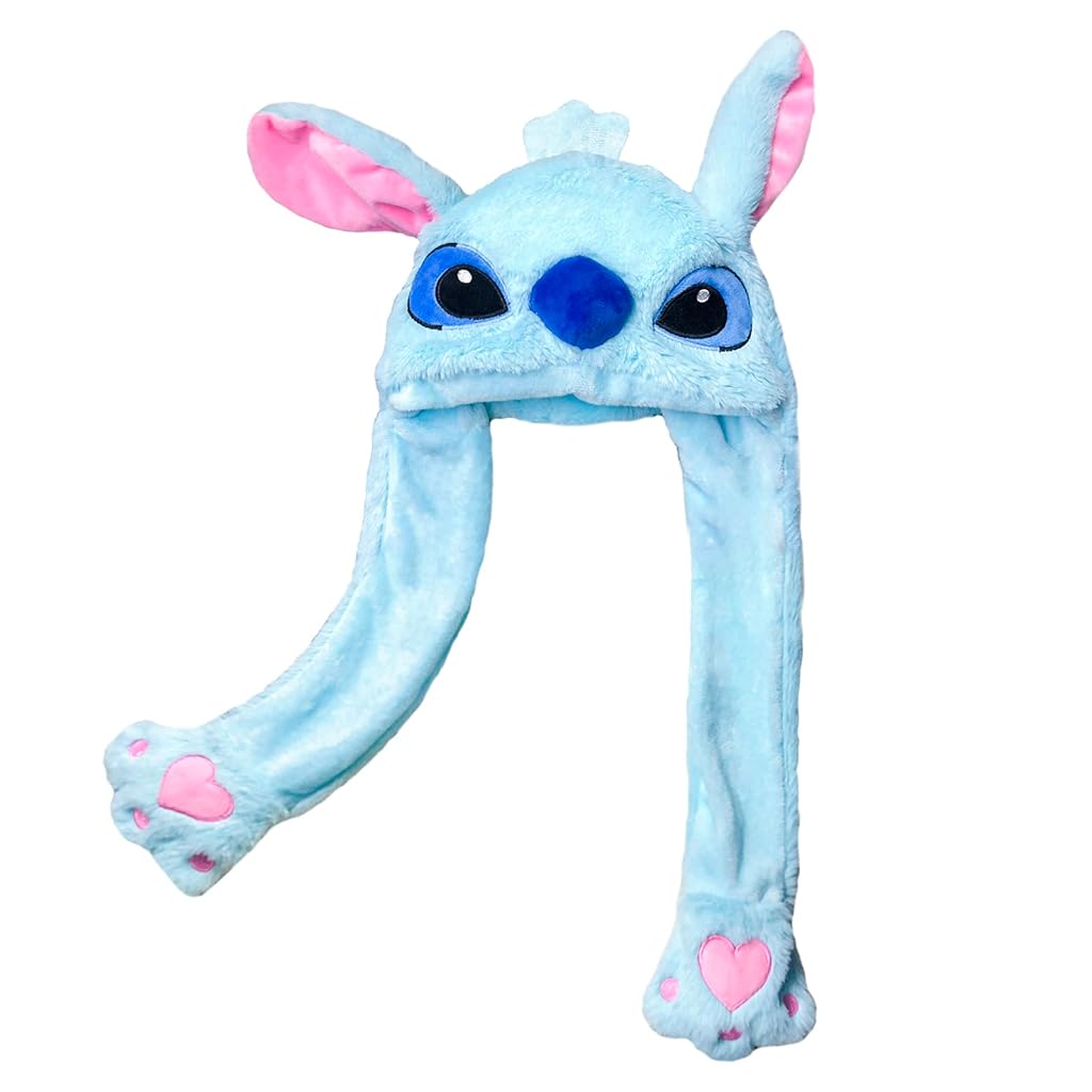 Verilux® Girls Winter Hat Girls Hat Cute Cartoon Stitch Hat Plush Warm Winter Hat Fun Moving Ears Design Soft Fluffy Stitch Hat for Women Girls