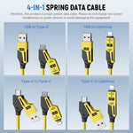 Verilux 4 in 1 Type C Cable for Fast Charging with PD65W and Spring Coiled Design | 480Mbps Data Transfer