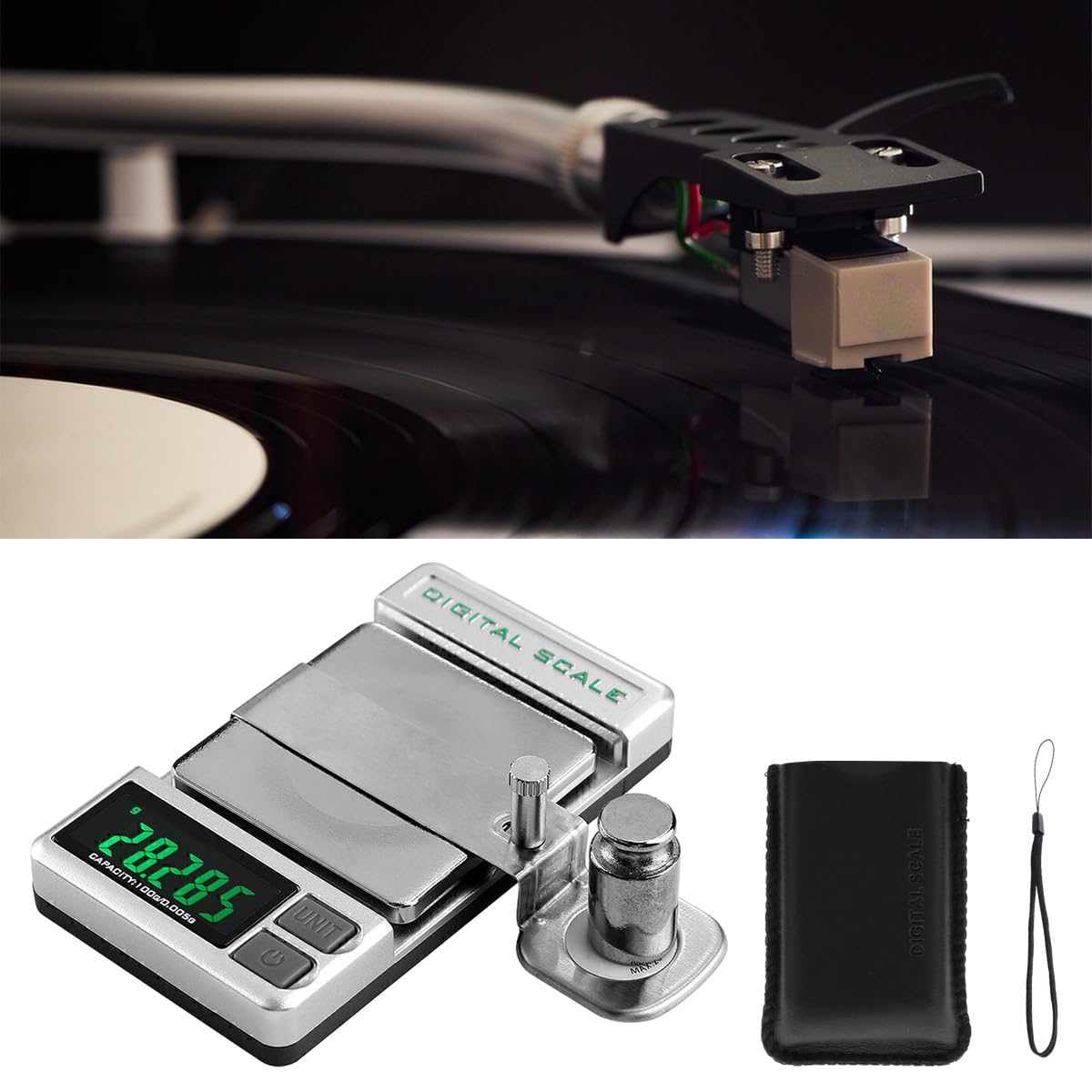 Verilux Stylus Pressure Gauge for Turntable Use with 0.005g Precision and LCD Display | Stainless Steel Scale