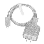 Verilux Charger Protector Set for iPhone 15 20W with Rhinestone Cover and Cable Sleeve
