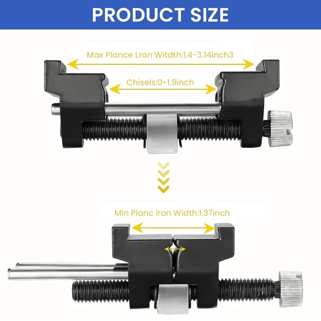 Serplex® Chisel Sharpening Jig for 1/4" to 2" Chisels and 1-3/8" to 3-1/8" Planer Blades, Sharpening Guide Honing Guide Adjustable Angle Precision, for Woodworking & Carving Tools