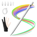 Verilux® Tablet Stylus Pen with 4 Tips, Universal Stylus Pen for Issued after 2018 iOS & Android Tablets, USB Rechargeable Magnetic Tablet Stylus Pen for iPad -No Bluetooth No Palm Rejection Function-