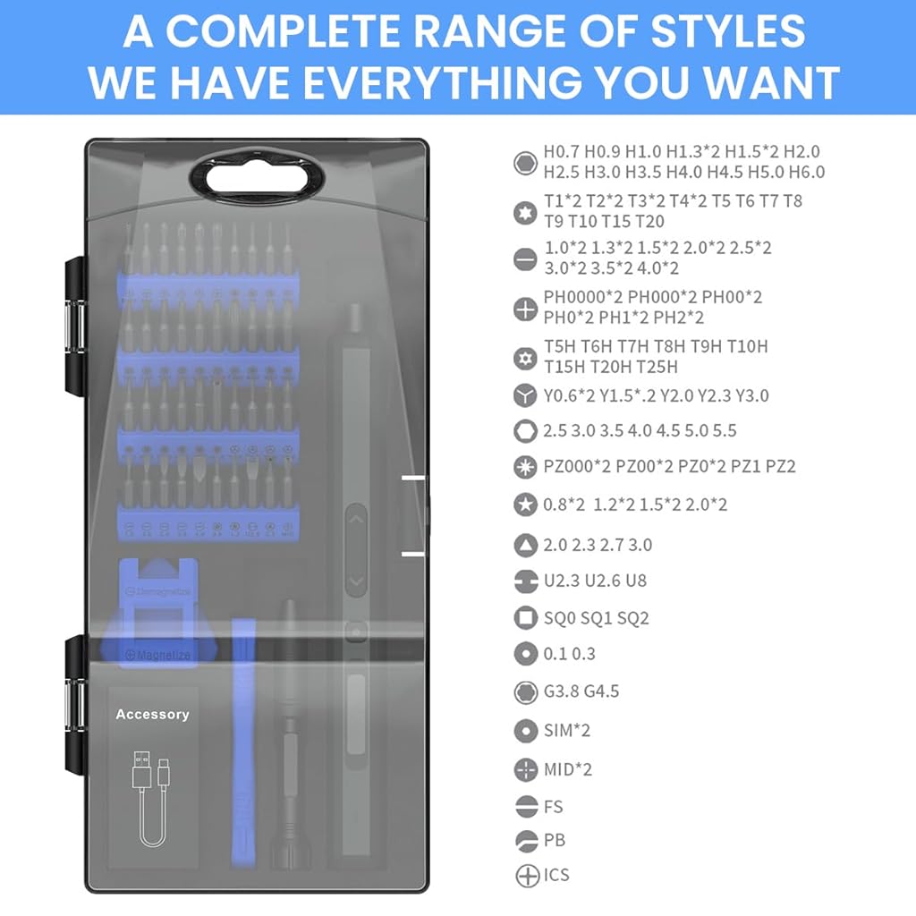 ZORBES® Mini Electric Screwdriver Precision Mini Electric Screwdriver with 40 Bits & Tools Cordless Screwdriver with LED,