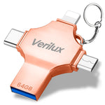 Verilux Pendrive 64GB 4 in 1 Flash Drive with Type C & USB Interfaces | Rose Gold Metal Design
