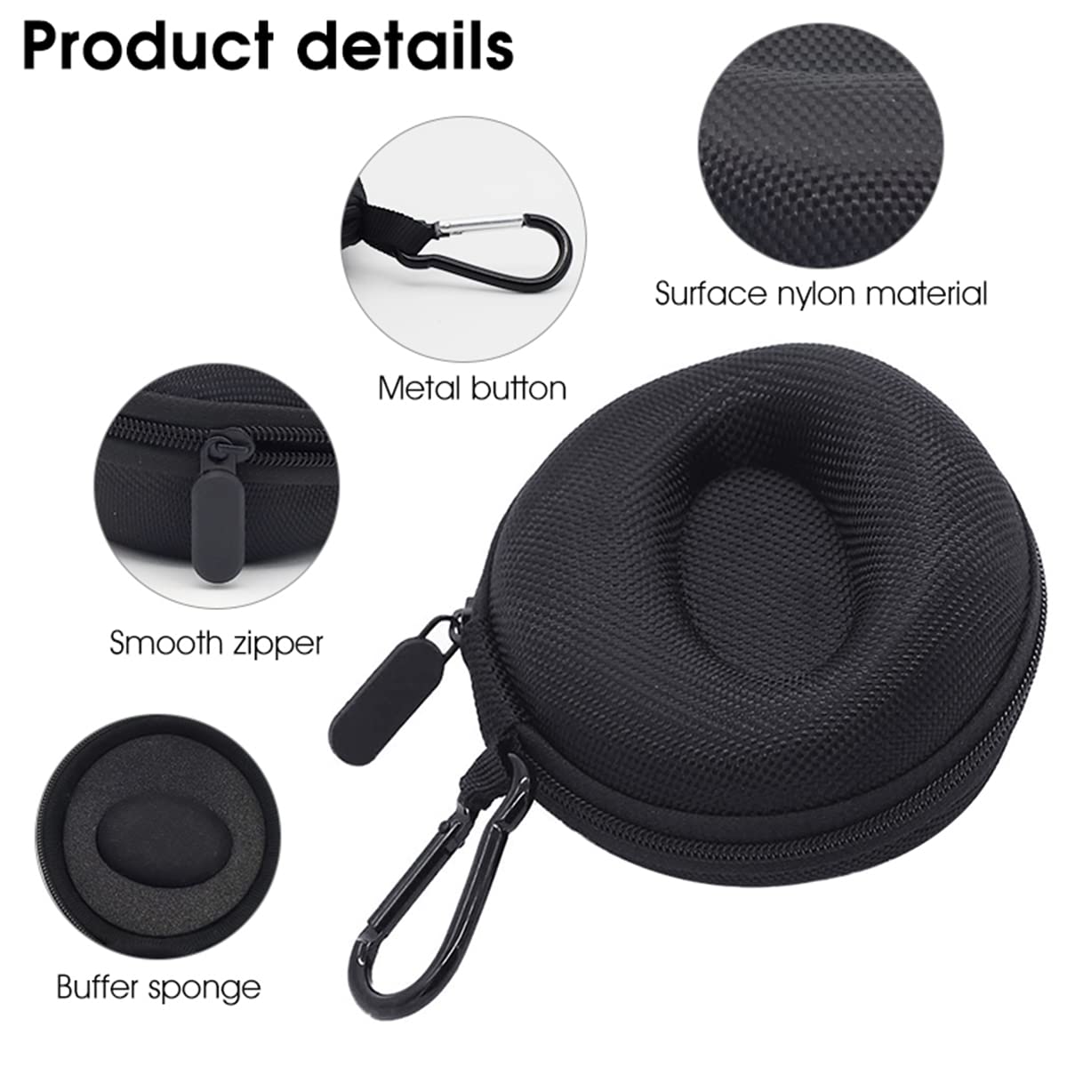 Verilux Travel Watch Hard Storage Box Case Cover for 38mm/42mm/40mm/44mm iWatch Series5/4/3/2/1,Wristwatches & Smart Watches up to 50mm, Black, Nylon