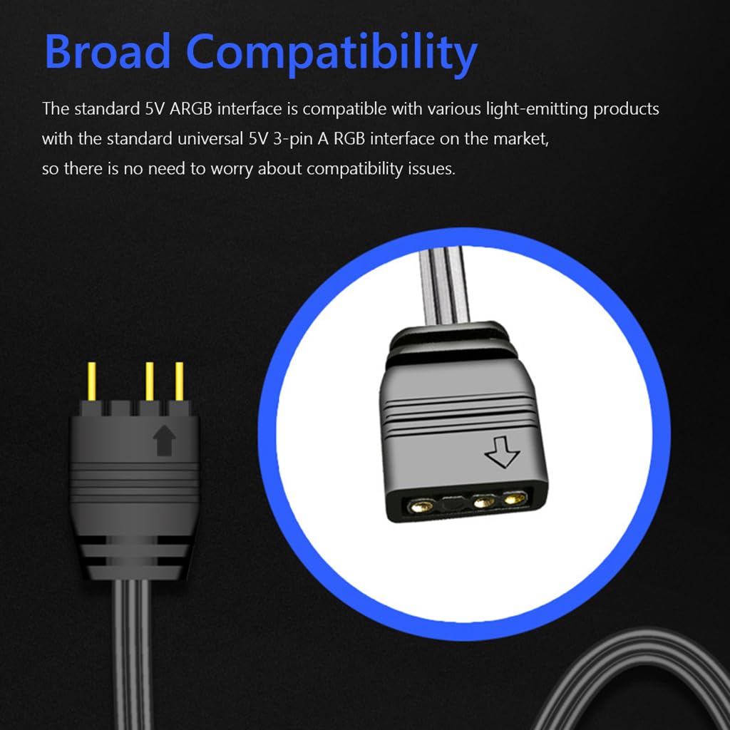 Verilux ARGB Controller for PC Lighting with 5V 3Pin and SATA Power Supply | Plug and Play