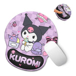 ZORBES® Mouse Pad, Ergonomic Mouse Pad with Comfortable Gel Wrist Rest Support and Lycra Cloth, Cute Cartoon Kuromi Print Office Non-Slip PU Base for Easy Typing Pain Relief, Durable&Washable, 22x24cm