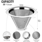 Verilux Pour Over Coffee Filter for 1–2 Cup Brewing with 800 Mesh Double Layer Stainless Steel | Reusable and Easy to Clean