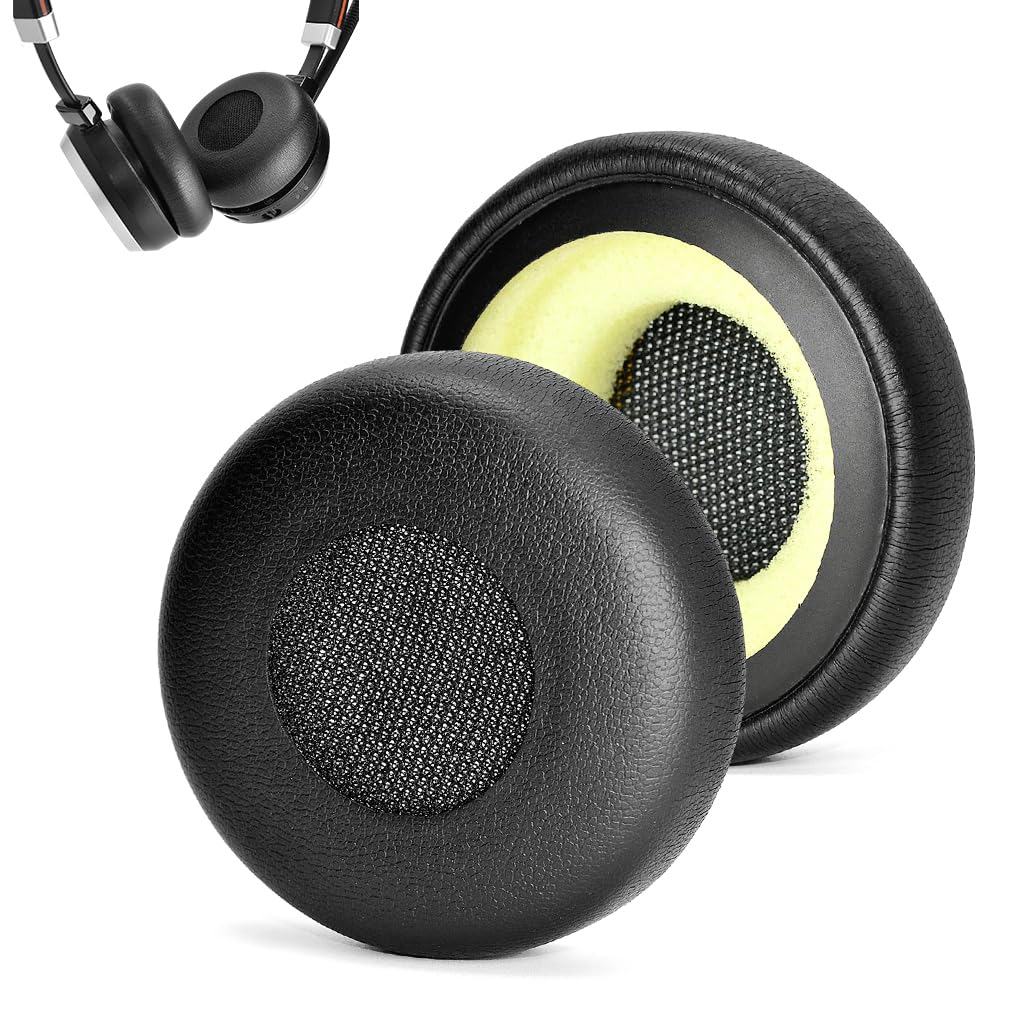 thumbnail image 2 of Soft Leather Replacement Ear Pads For Jabra Evolve 65 Headphones – Black 2 of 5