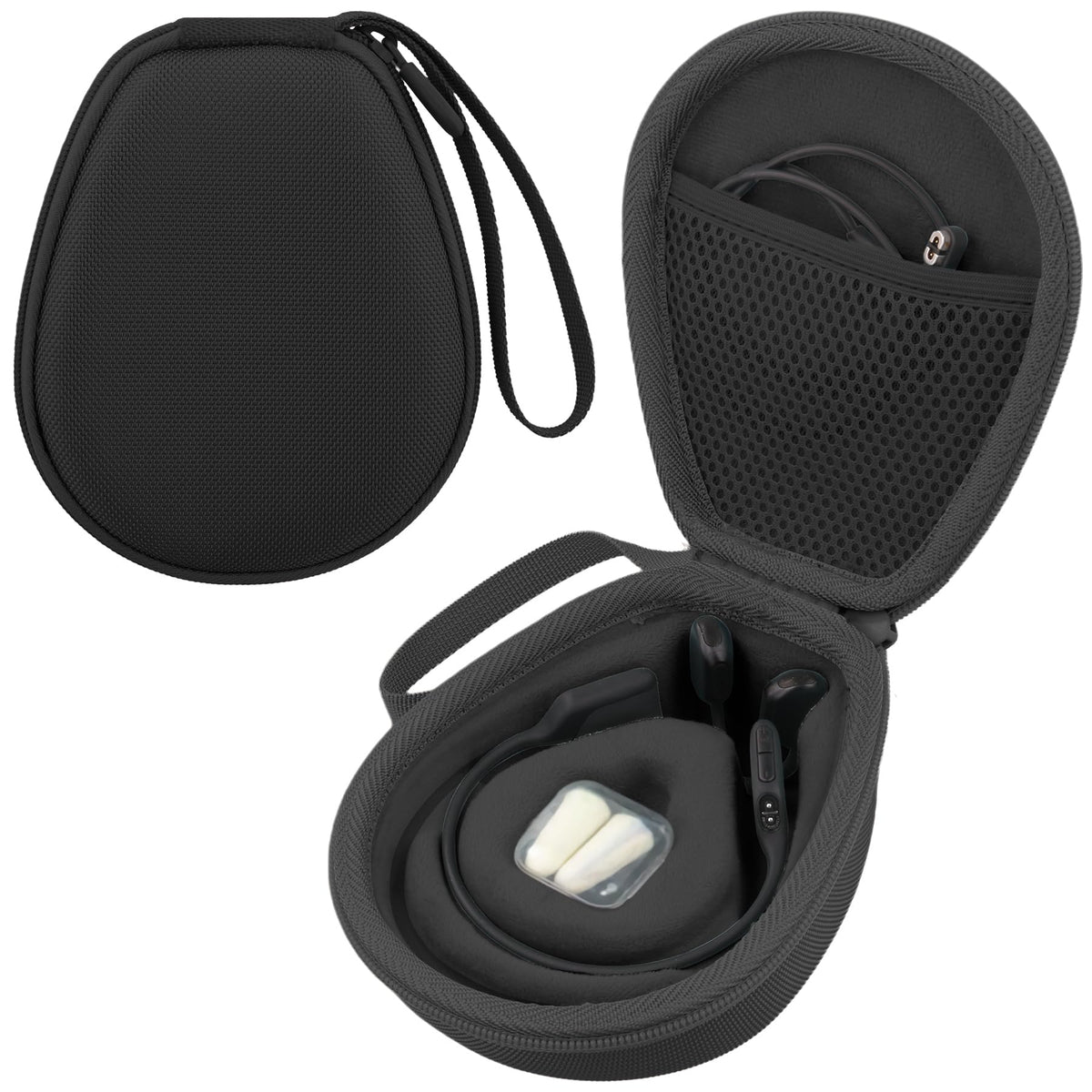 ZORBES® Compatible with AfterShokz Open Series, Bone Conduction Headphones EVA Hard Shell Travel Case with Hand Strap, Contour Fit Soft Plush Lining with Built-in Mesh Pocket
