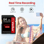 Verilux 64GB Camera Pro SD Card for 4K UHD Video with 80MB/s Transfer Speed | SDXC Memory