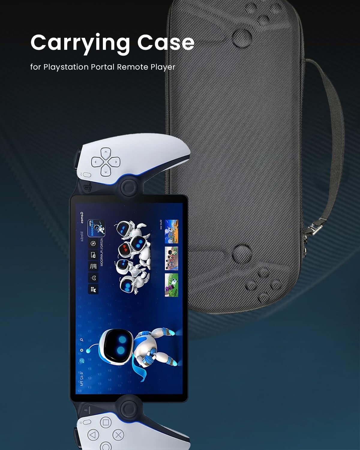 ZORBES® Carrying Case for Sony PlayStation Portal Handheld Gaming Console, Hard Case with Mesh Zipper Pouch Playstation Portal Organizer Bag with Handle Playstation Portal Game Console Accessories Bag