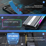 Verilux M.2 NVMe SSD Enclosure with 10Gbps USB 3.1 Gen2 and RTL9210B Chipset | Aluminum RGB Design