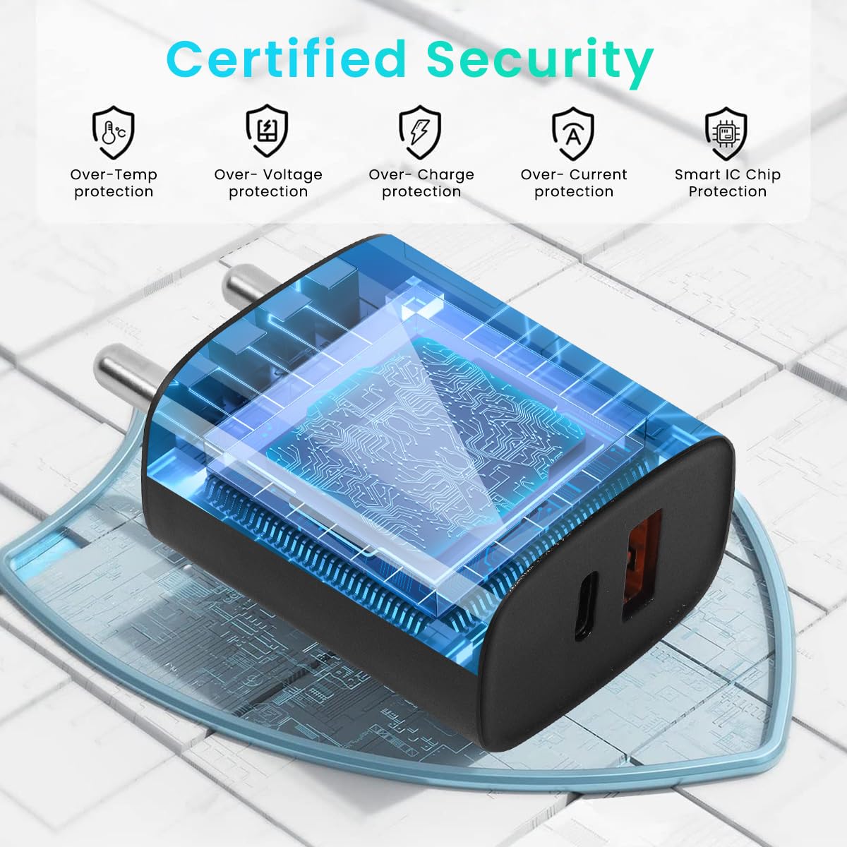 Zeitel® 30W Fast Charging Power Adapter with LCD Light-ning to USB C Charging Cable Universal Power Adapter 60W Light-ning Cable for 15/15Pro/15Pro Max, Samsung S21 Samsung Charger