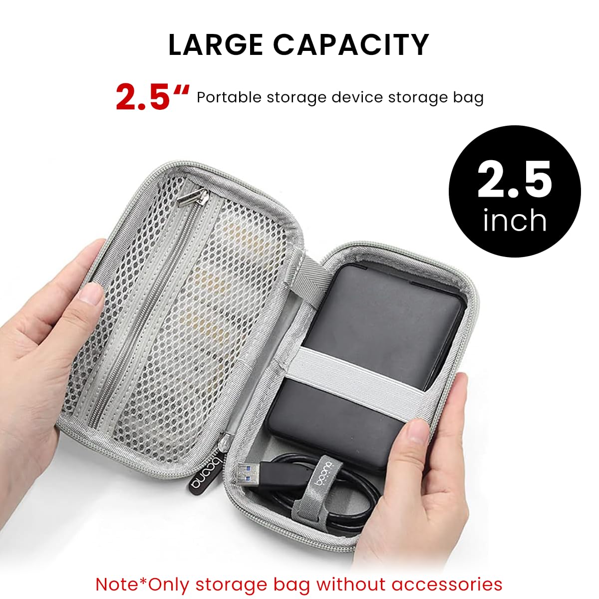 ZORBES® Carrying Case for Seagate WD2.5 inch, Portable Hard Drive Bag for Seagate WD2.5 inch, Storage Case for Solid State Drive EVA Waterproof Storage SSD Travel Bag Accessory Bag, No SSD Included