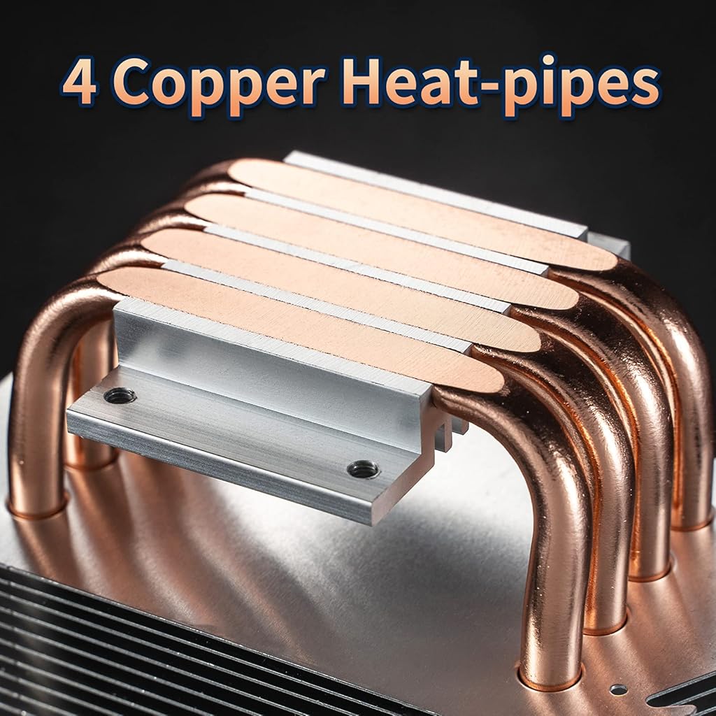 Verilux® RGB CPU Cooler, 2300rpm CPU Air Cooler,PWM 4 Pin, 4 Copper Heat-Conduction Pipes 92mm Cooler Fan RGB CPU Cooler for AMD Ryzen/Intel LGA 1700 115X