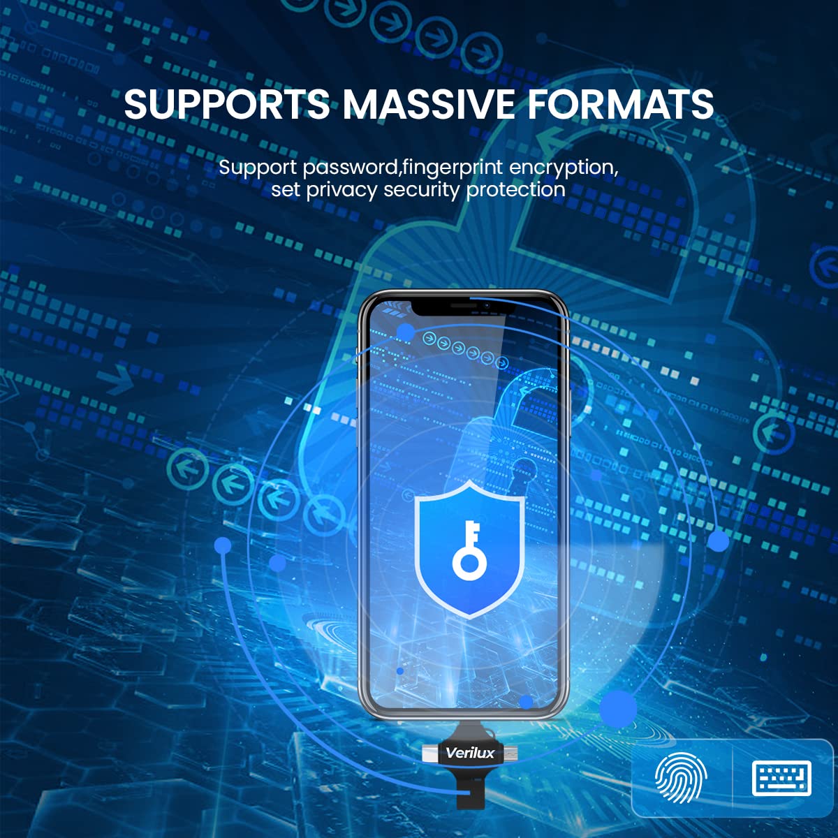 Verilux 4 in 1 Pendrive 64GB for iPhone iPad and Android with Type C Interface | Brushed Metal Design