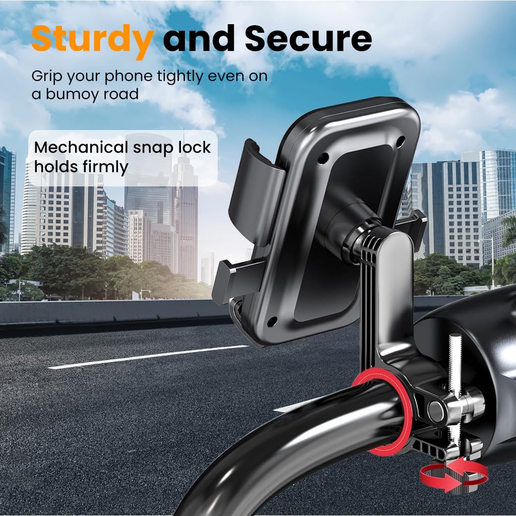 ZORBES® Riding Phone Mount Bike Phone Holder 360 ° Rotatable Bike Phone Mount Anti-Slip 6-Claw Retractable Phone Holder Screw-Fixed Handle Bar Mount Phone Holder for Most Phones