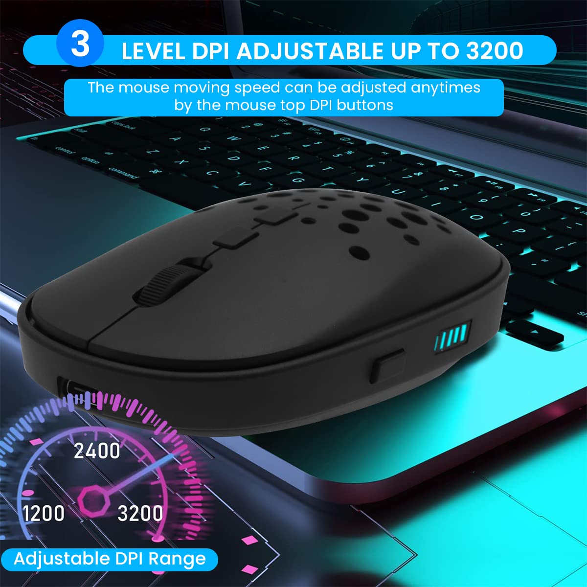 Verilux Wireless Mouse for Laptops with Dual Mode Bluetooth and 2.4Ghz Nano Receiver | Rechargeable Optical Mouse featuring 3 Adjustable DPI and Battery Indicator