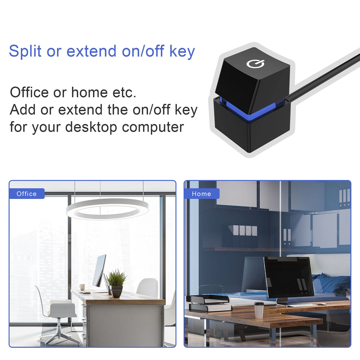 Verilux Computer Power Switch for Desktop PCs with External Remote Start Button | Ideal for Home Office Use