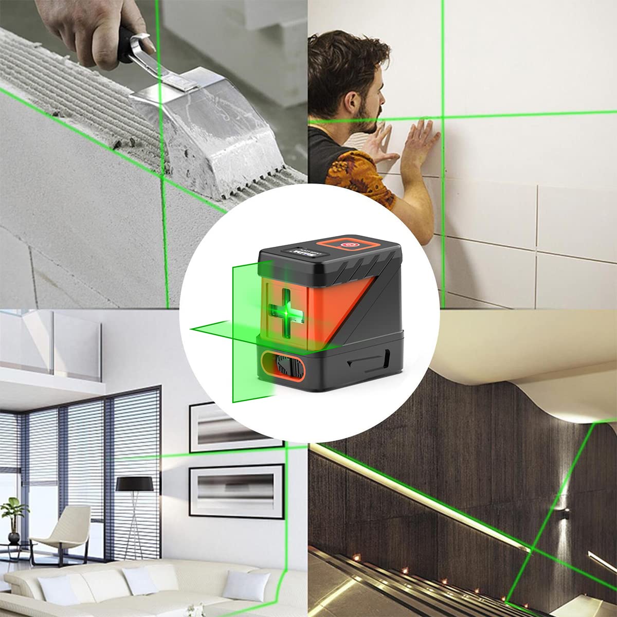 Verilux® Laser Level, 50ft Cross Line Portable Laser Level Machine with Self Leveling, Leser Leval Mesuring Product for Construction, Laser Level Machine 2*AAA Battery Powered(Not included)