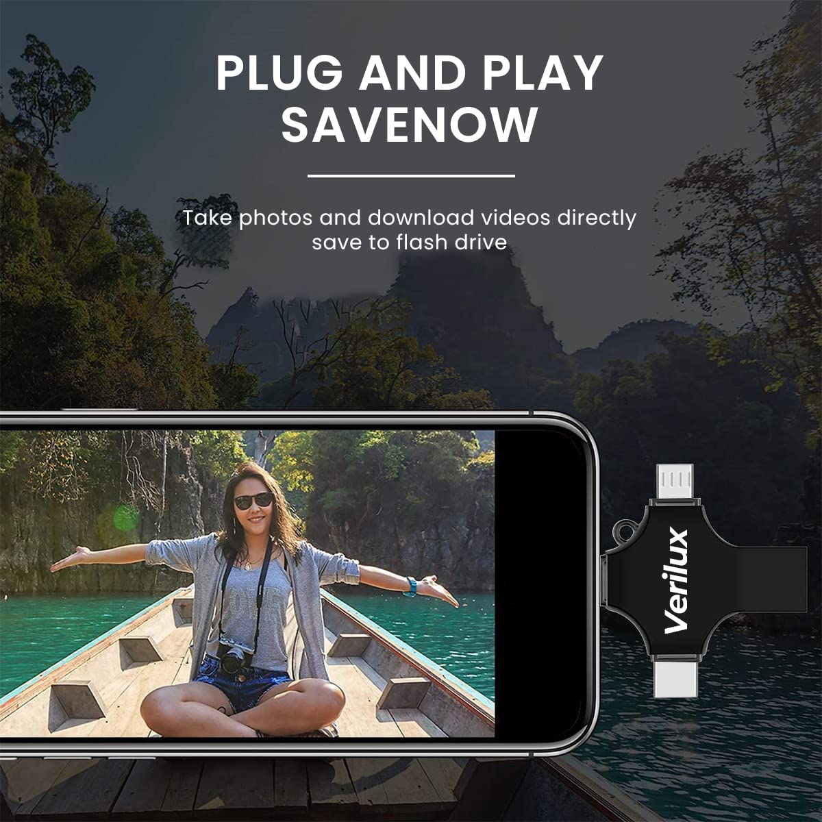 Verilux 4 in 1 Pendrive 64GB for iPhone iPad and Android with Type C Interface | Brushed Metal Design