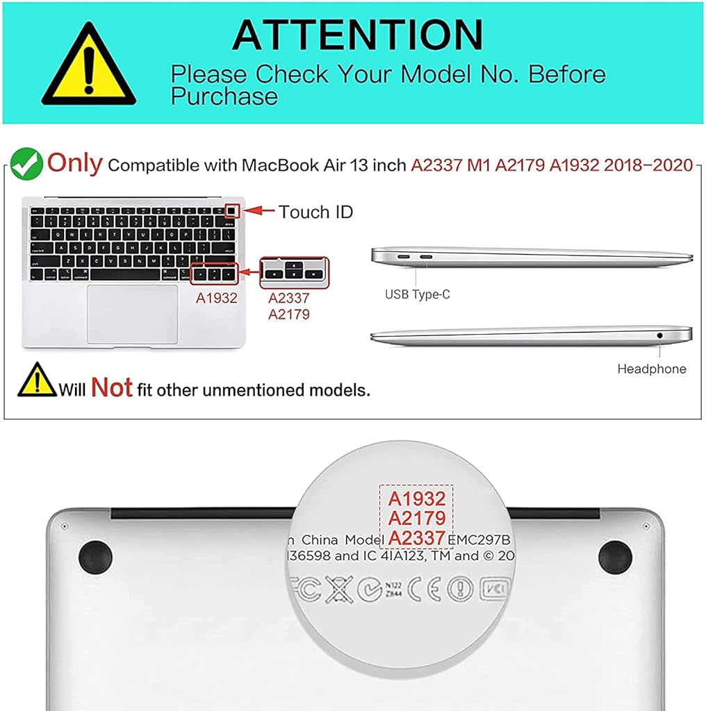 ZORBES® Cover for MacBook Air M1 Case 13.3 inch Soft Flexible Laptop for Mac Book 13 Inch A2337 A2179 A1932 2020 2019 2018 Release Plastic Waterproof Scratch-Resistant Gradient 2PCS