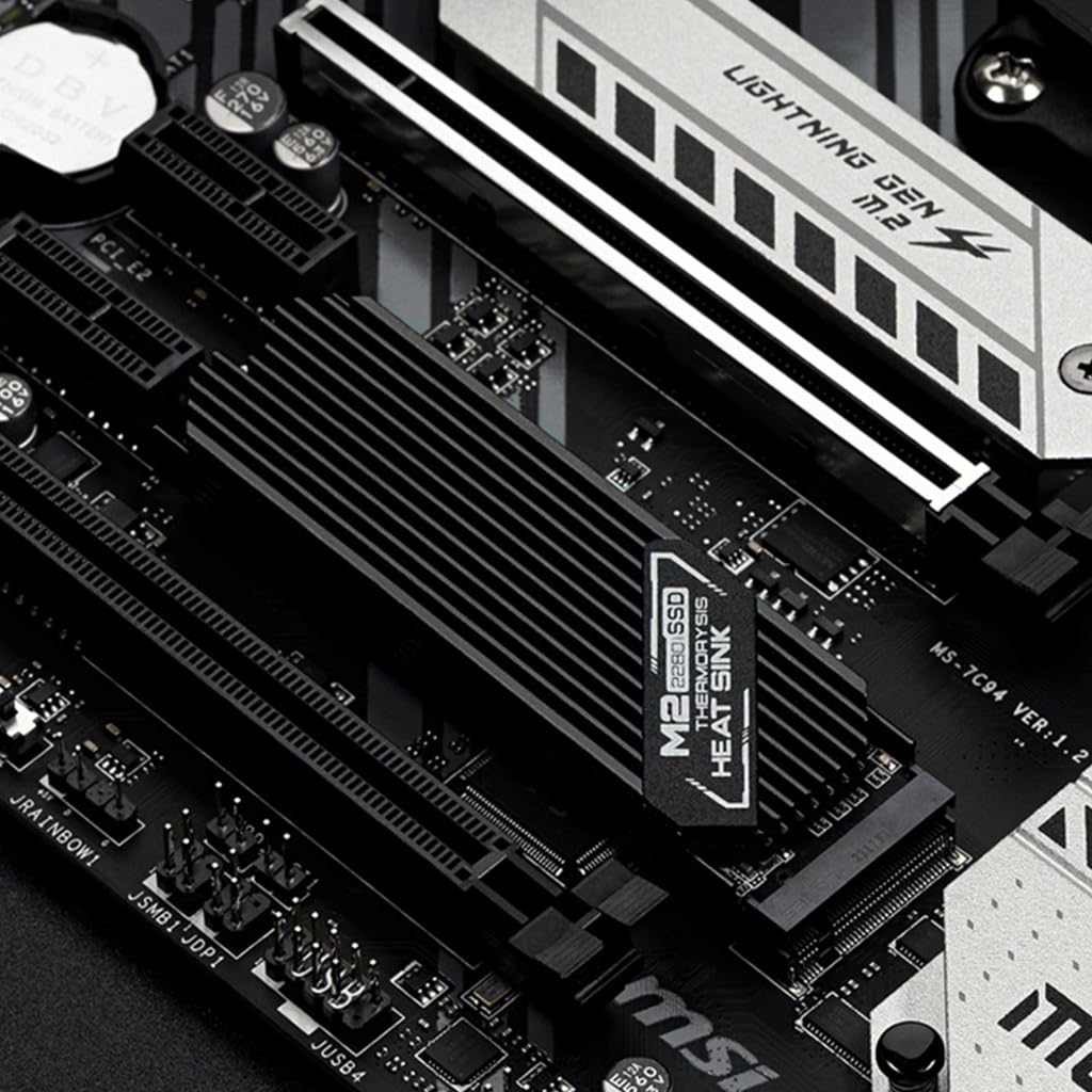 Verilux® M.2 SSD NVMe Heat Sink heatsink M2 2280 SSD Hard Disk Aluminum Heat Sink with Thermal Pad for PCIe SATA M2 ssd PC thermal radiat, Black