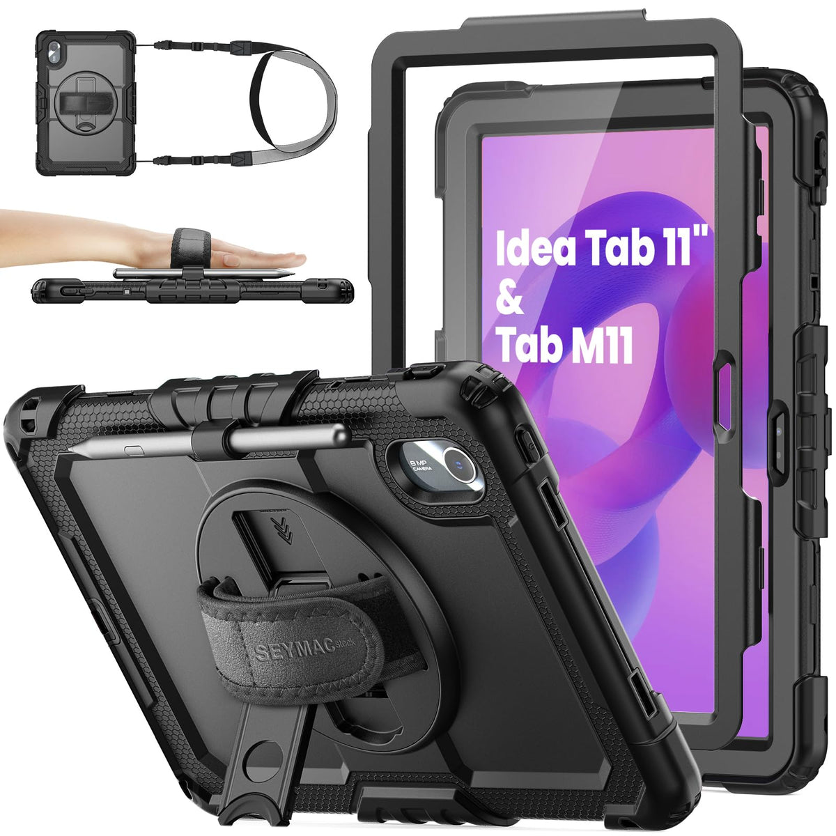 ZORBES® Compatible with Lenovo Idea Tab 11, Tablet Case Cover Silicone Skin Cover with Adjustable Kickstand Desk Holder Support, Scratch -Free Silicone Tablet Bumper Case Cover