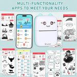 Zeitel® Mini Bluetooth Thermal Printer Combo, Blue & Pink, Portable Label Maker for Android iOS, 13 Print Paper Rolls, Stickers, for Journaling, Scrapbooking, DIY, Planners, Crafts