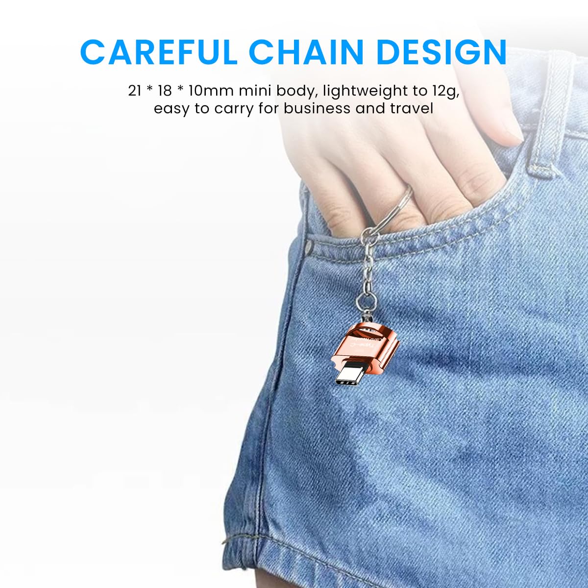 Verilux Micro SD Card Reader for Type C Devices with Keychain | 480 Mbps OTG Transfer