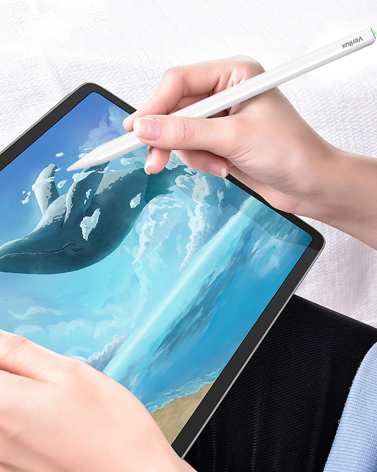 Verilux Stylus Pen for iPad 2018–2023 with 1.5mm Nib and Palm Rejection | Bluetooth Smart Tilt Function