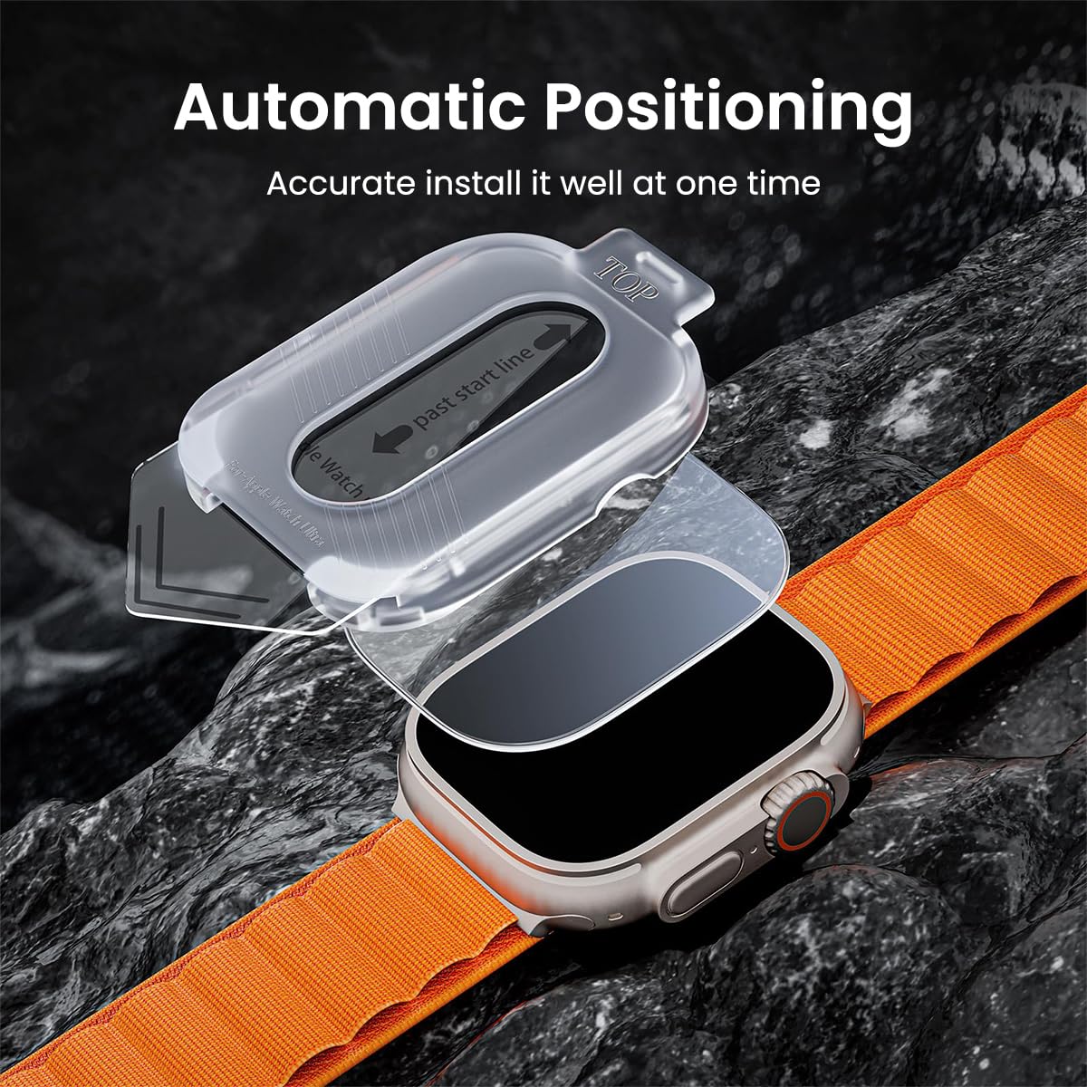 ZORBES® 2 Pack Tempered Glass Screen Protector with Auto-alignment Installation Frame Compatible with Apple Watch Ultra 2 / Ultra 49mm, Waterproof HD Film