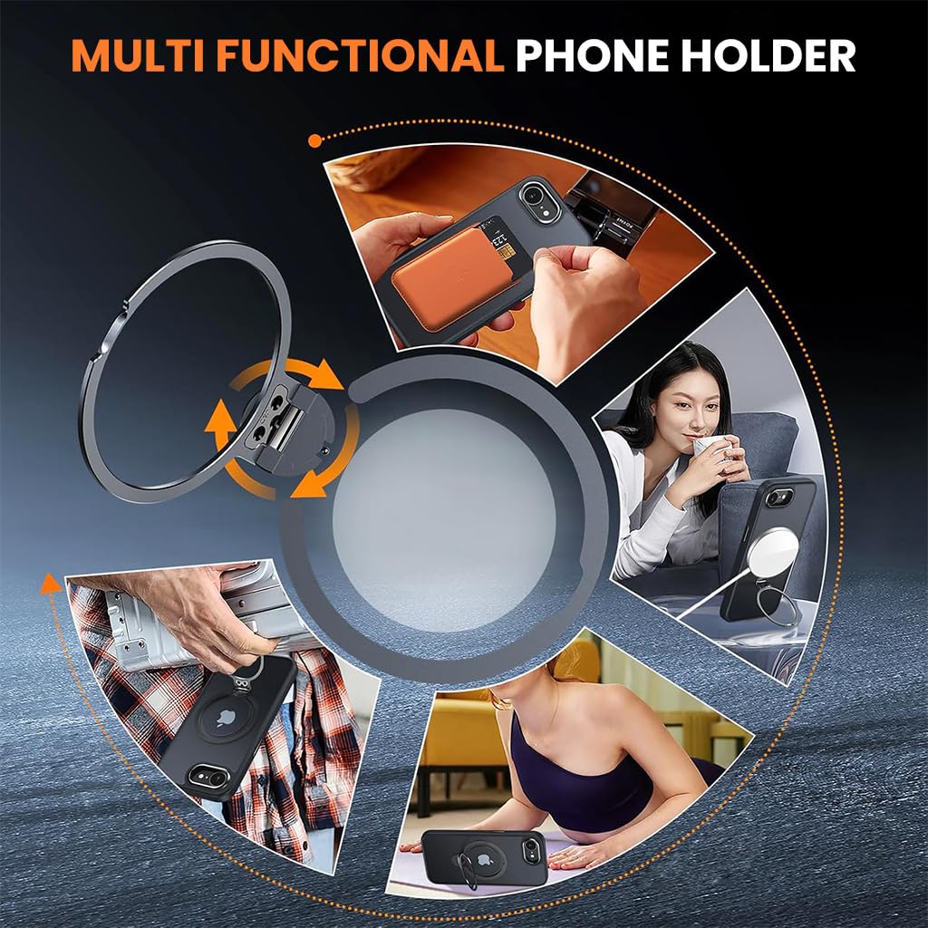 ZORBES® Compatible with iPhone 16E Phone Case for 16E Magnetic Phone Case with 360 ° Rotatable Kickstand Phone GripAnti-scratch Protective Phone Case for Lastest iPhone, SupportWireless Charging