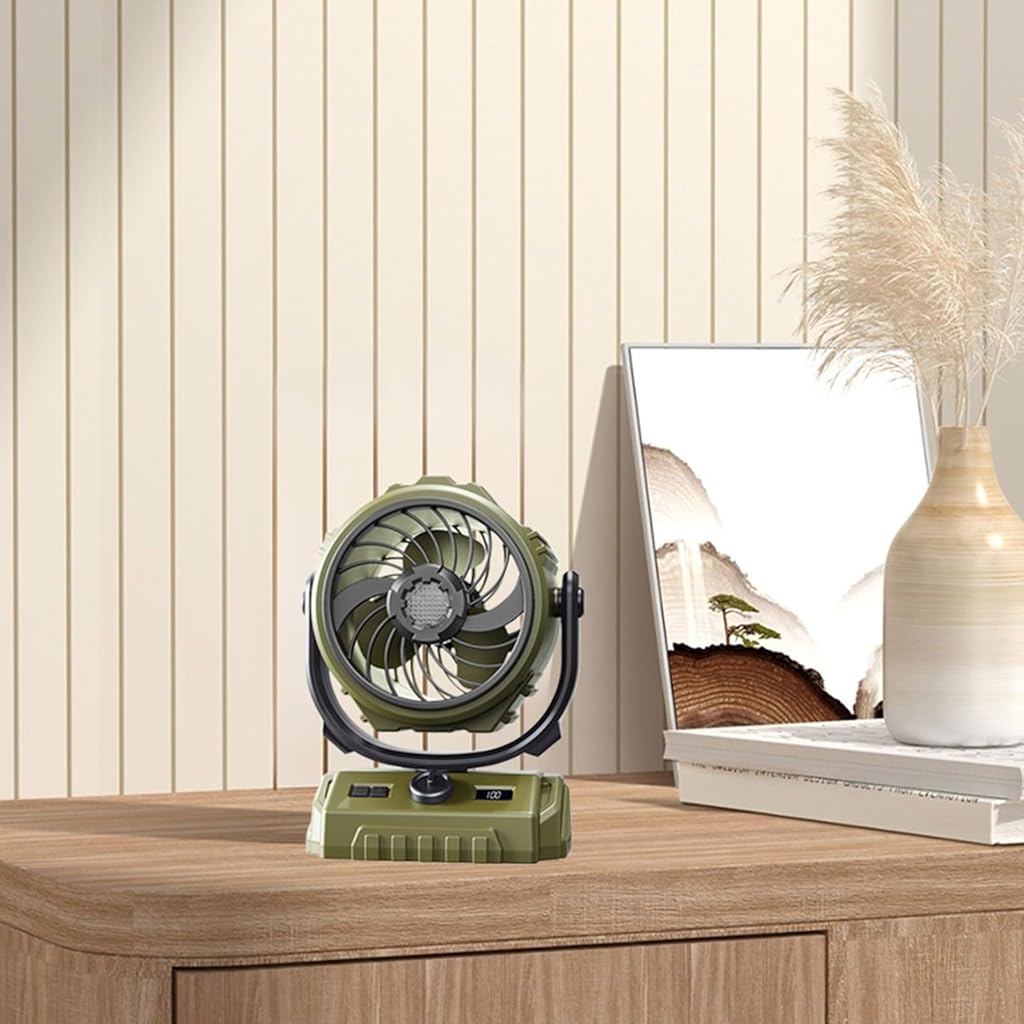 Verilux® 3 in 1 Table Fan with Night Light, 270°Automatic Oscillating Head and 300°Manual Flip, Desktop Fan with 100 Digital Speed Adjustable, with Clip and Power Bank for Home, Office, Camping