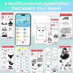 Zeitel® Mini Bluetooth Thermal Label Printer, Cartoon Label Printer Inkfree Photo Printer for Android & iOS System, Black on White Thermal Printer with 1 Roll HD Print Paper & Stickers, Blue