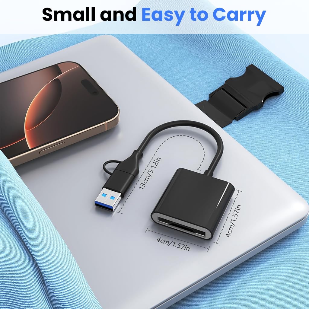 Verilux Card Reader for CFexpress Type B with USB 3.2 10Gbps Transfer Speed | Dual Type C and USB Design