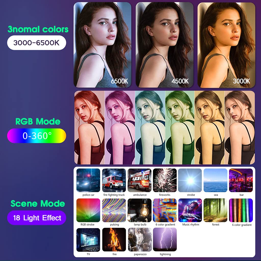 ZORBES® Rgb Led Light Stick For Photography, Photography Light With Rgb Cct Hsi Mode, 3000K-6500K Adjustable, 18 Fx Light Effect, Barndoor, 4600Mah Battery For Youtube, Photoshoot Livestream