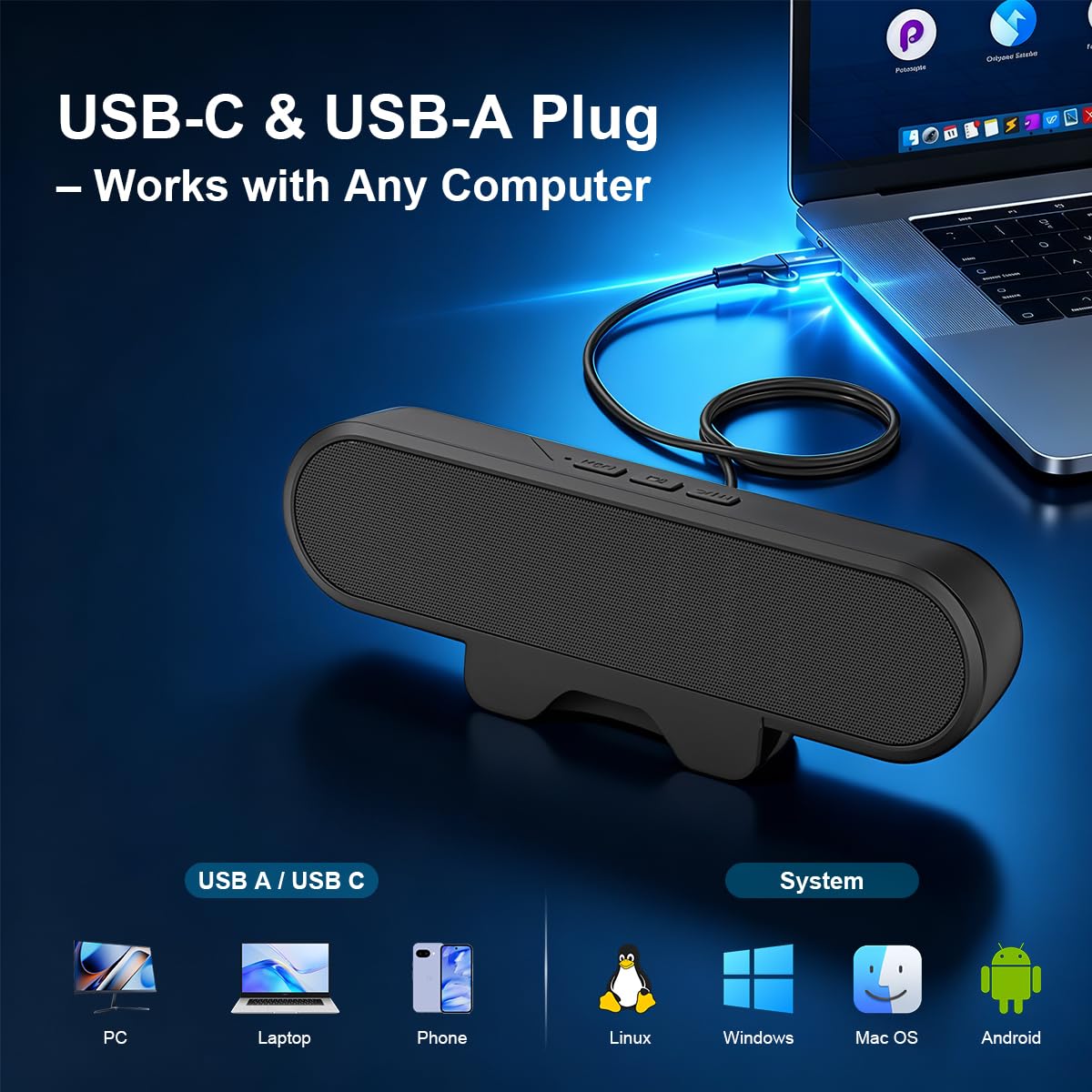 ZORBES Clip-On Speaker for Desktop PC