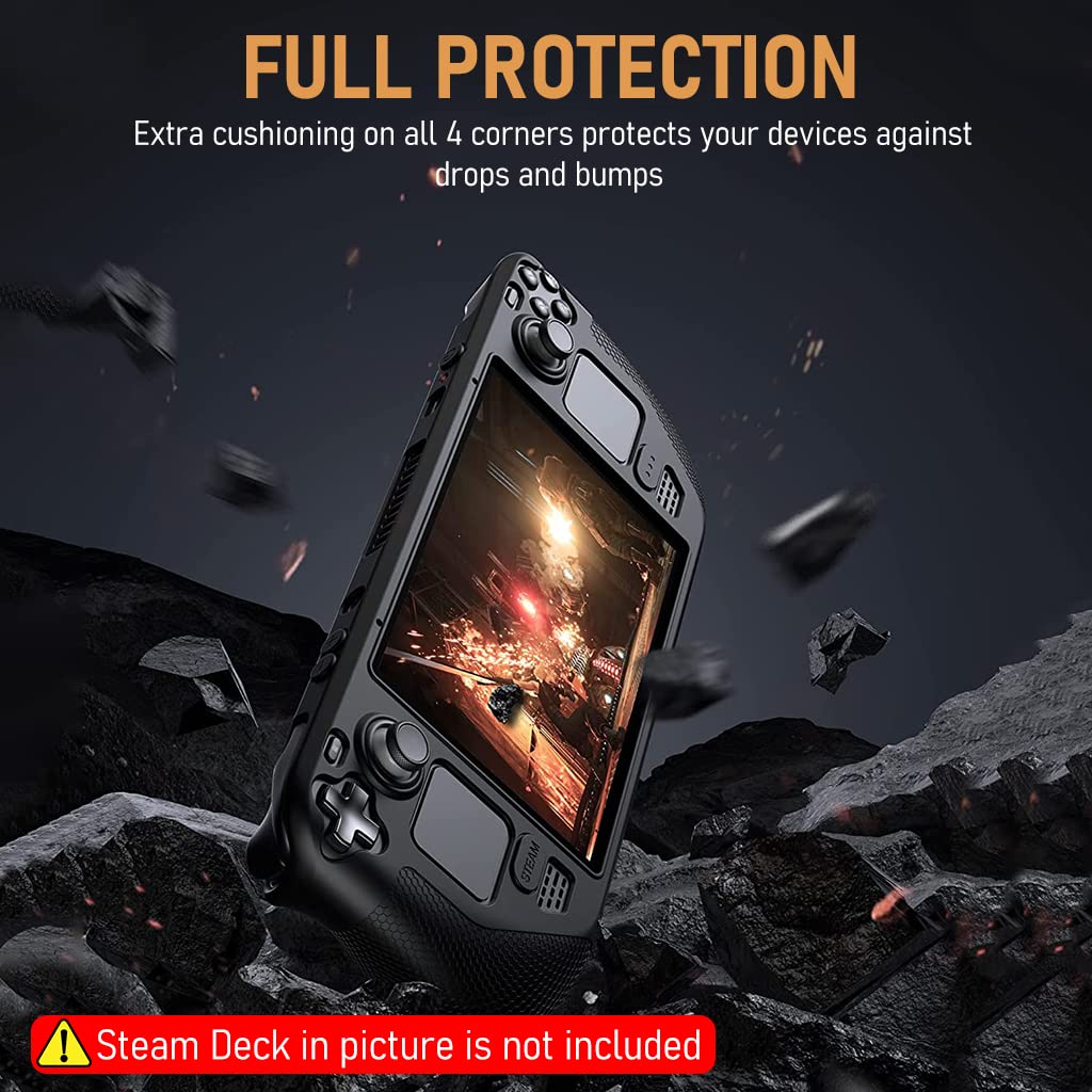 ZORBES® Protective Case for Steam Deck, Silicone Soft Cover Protector with Full Protection, Shock-Absorption and Anti-Scratch Case for Steam Deck, Not Include Steam Deck