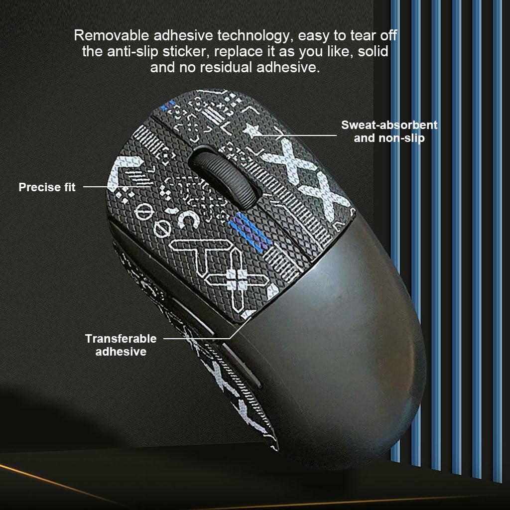 Verilux Mouse Grip Tape for G PRO X Superlight with Sweat Resistant Self Adhesive Design | Black