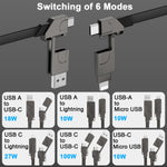Verilux 4 in 1 Type C Cable for Fast Charging and 480Mbps Data | 240W PD 10ft Braided Nylon Design