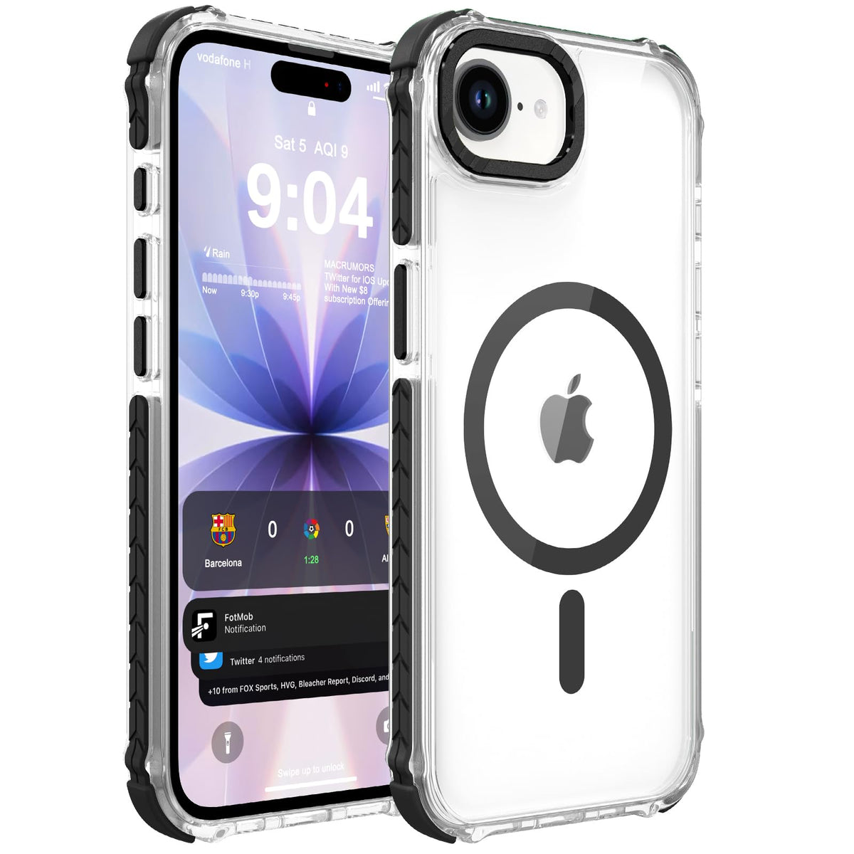 ZORBES® Compatible with 16E/17E, Clear Magnetic Phone Case Anti-Scratch TPU Clear Phone Case Cover with Textured Anti-Slip PC Frame Guards, Support Wireless Charging & Magnetic Mount