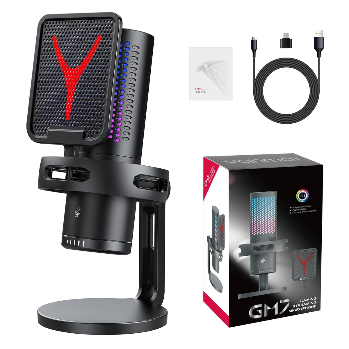 Verilux Gaming USB Microphone for Streaming and Recording with Touch Mute & RGB | 70.9 in Cable