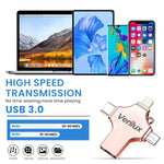 Verilux Flash Drive 64GB for Phone Pad and PC with 4 in 1 USB Type C Lightning | Rose Gold