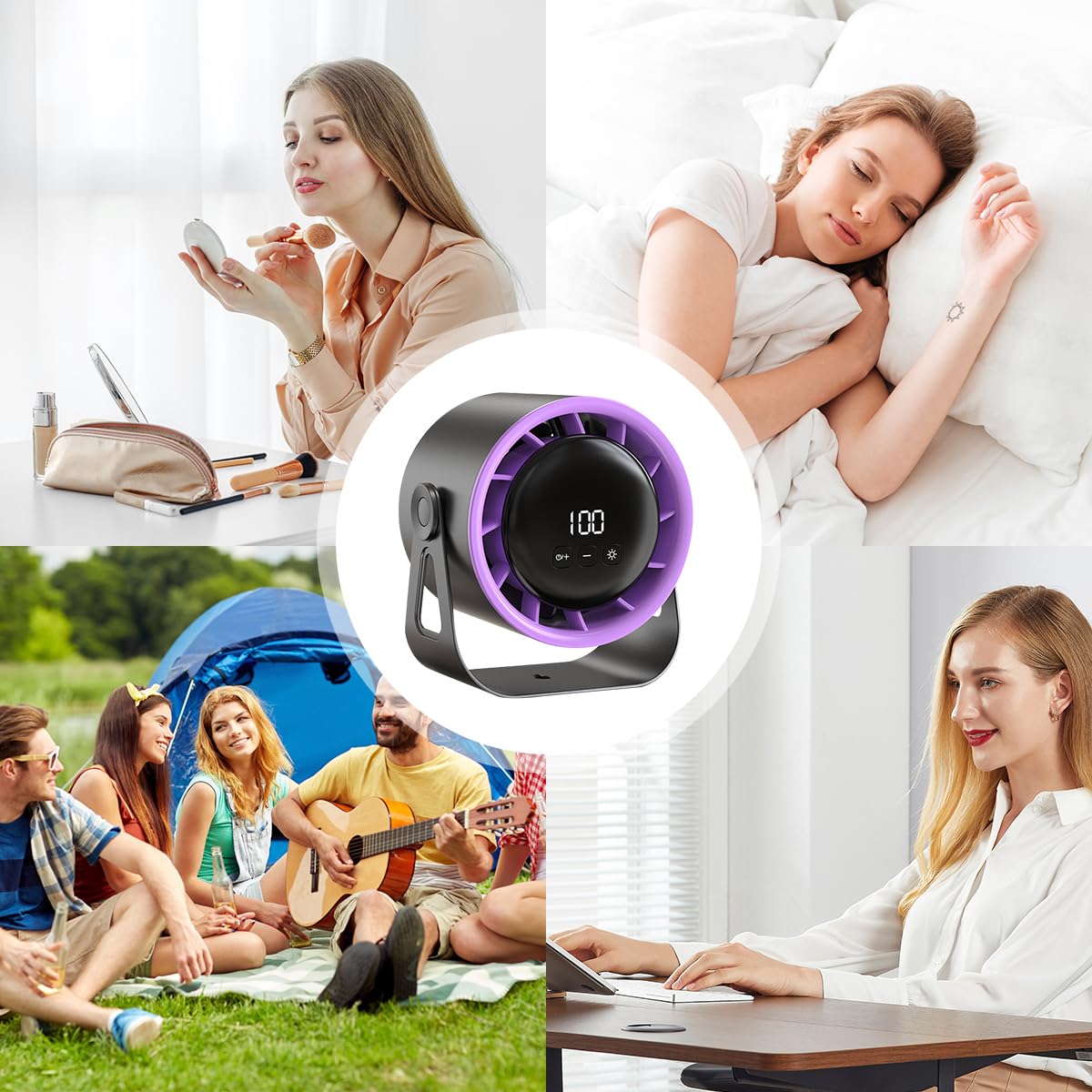 Verilux Table Fan for Home and Office with 6 in Compact Design and 360° Manual Flip | USB Rechargeable 4000mAh Airflow Adjustable Cooling Fan