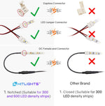 ZORBES® LED Strip Connector,2 Pin 8mm LED Connector Kit Include Seamless Connector,6Jumper Connector,DC Female & Male Connector,DC Jack Splitter for 3528 and 5050 LED Strip