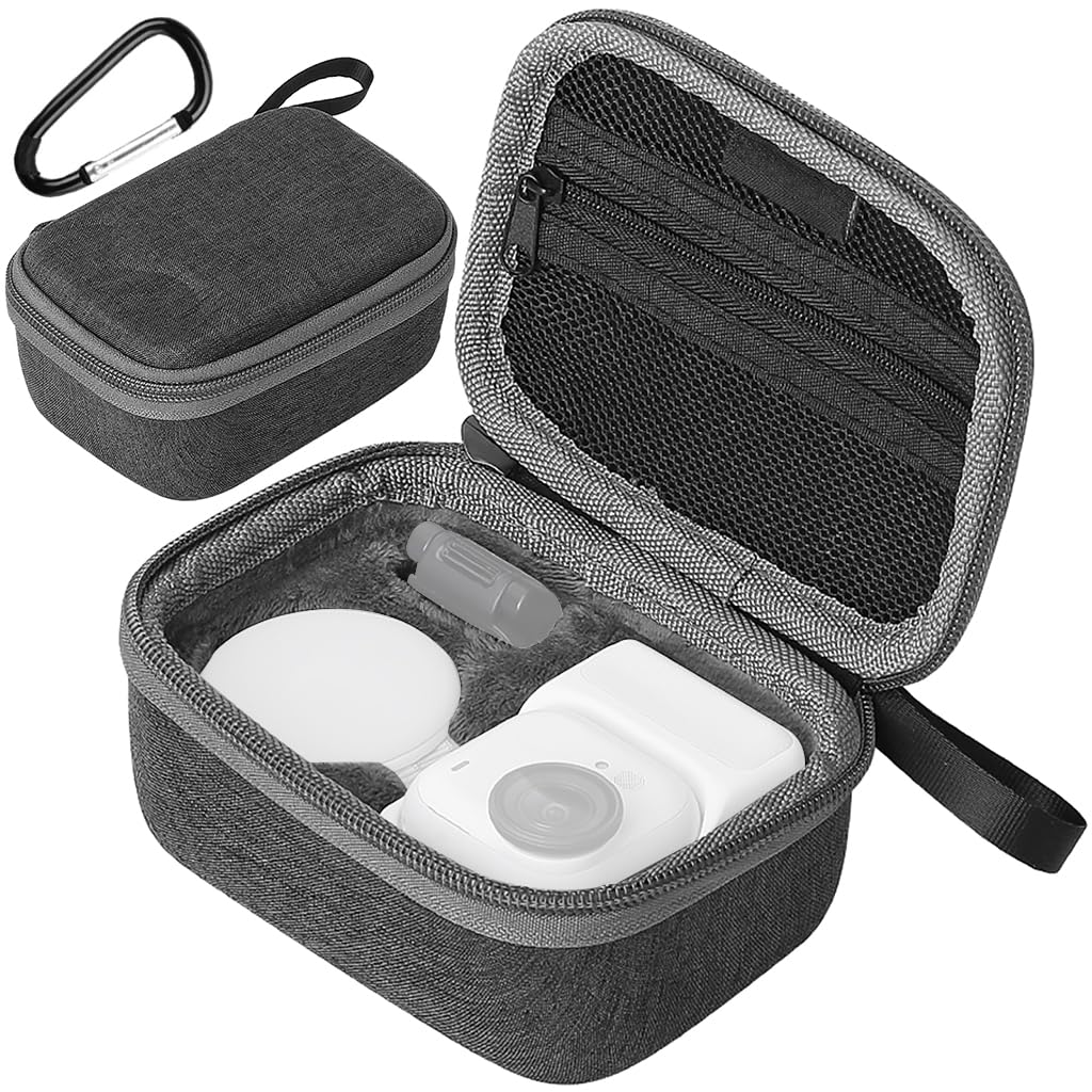 ZORBES® Compatible with Insta 360 GO Ultra, Hard EVA Storage Carrying Case Bag with 3 Custom Compartments & Mesh Pocket, Plush ScratchResistant Liner, Travel Action Camera Storage Bag